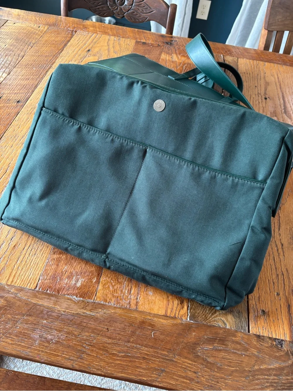 Calpak Dark Green Leather Brief Tote